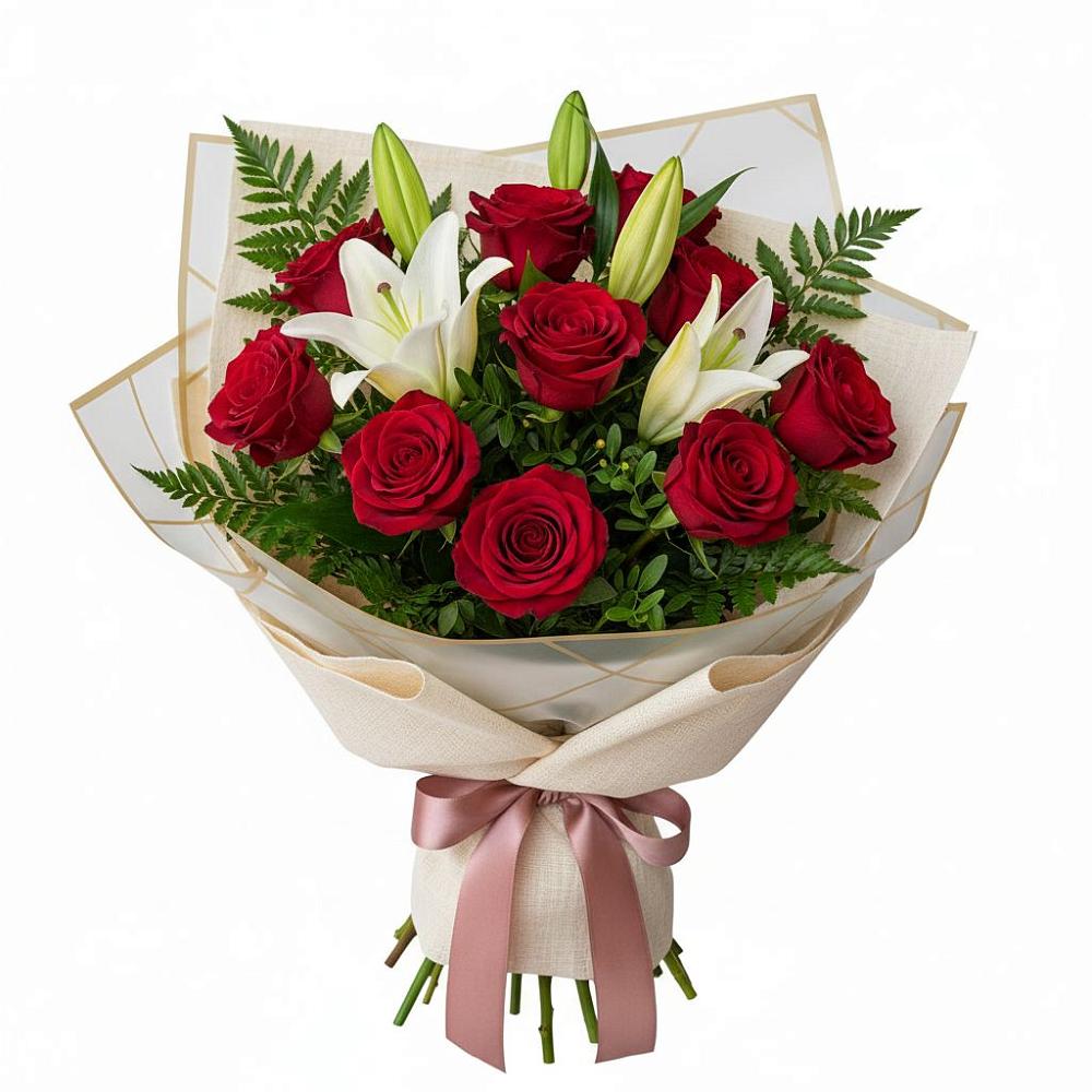 Букет высокая поэзия в Хабаровске Букет цветов из: Лилии и Розы в Хабаровске